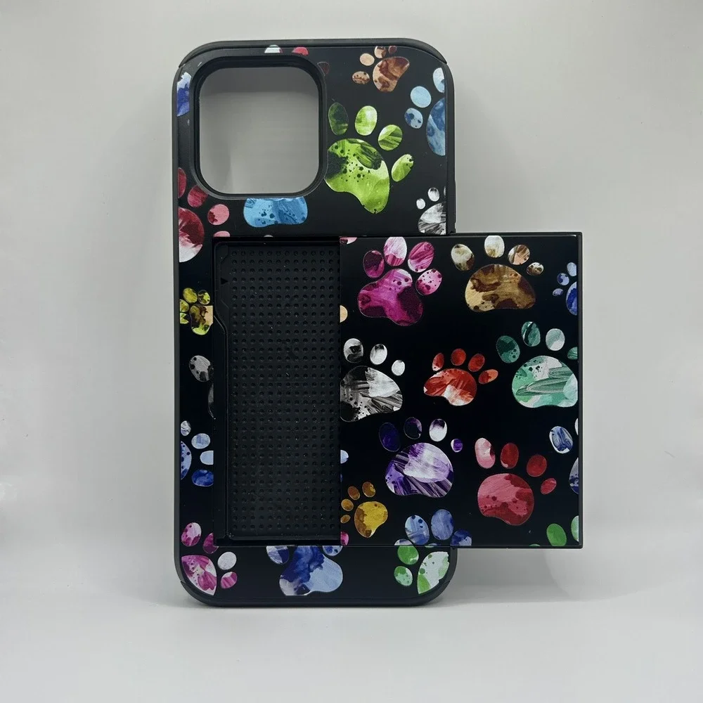 Rainbow Dog Paws Black Case with Card Slot IPhone 14 Pro Max‎